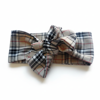 Baby Beige Tartan Print Skirt & Headwrap Set - Girl's Set image 4