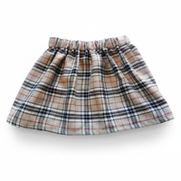 Baby Beige Tartan Print Skirt & Headwrap Set - Girl's Set image 3