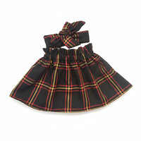 Baby's Skirt and Headwrap Set Girl's Black & Brown Tartan Print image 4