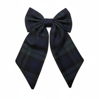 Black Watch Tartan Large Hair Bow Clip image 1
