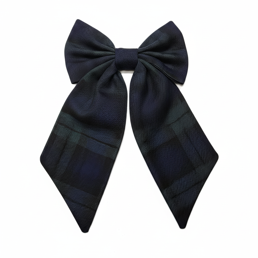 Black Watch Tartan Large Hair Bow Clip