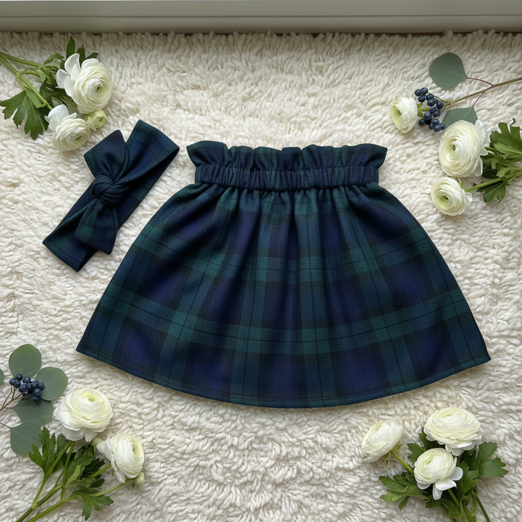 Black Watch tartan set larger and 3D on rug