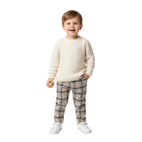 Beige Tartan Print Boy's Trousers Pants Trews image 1