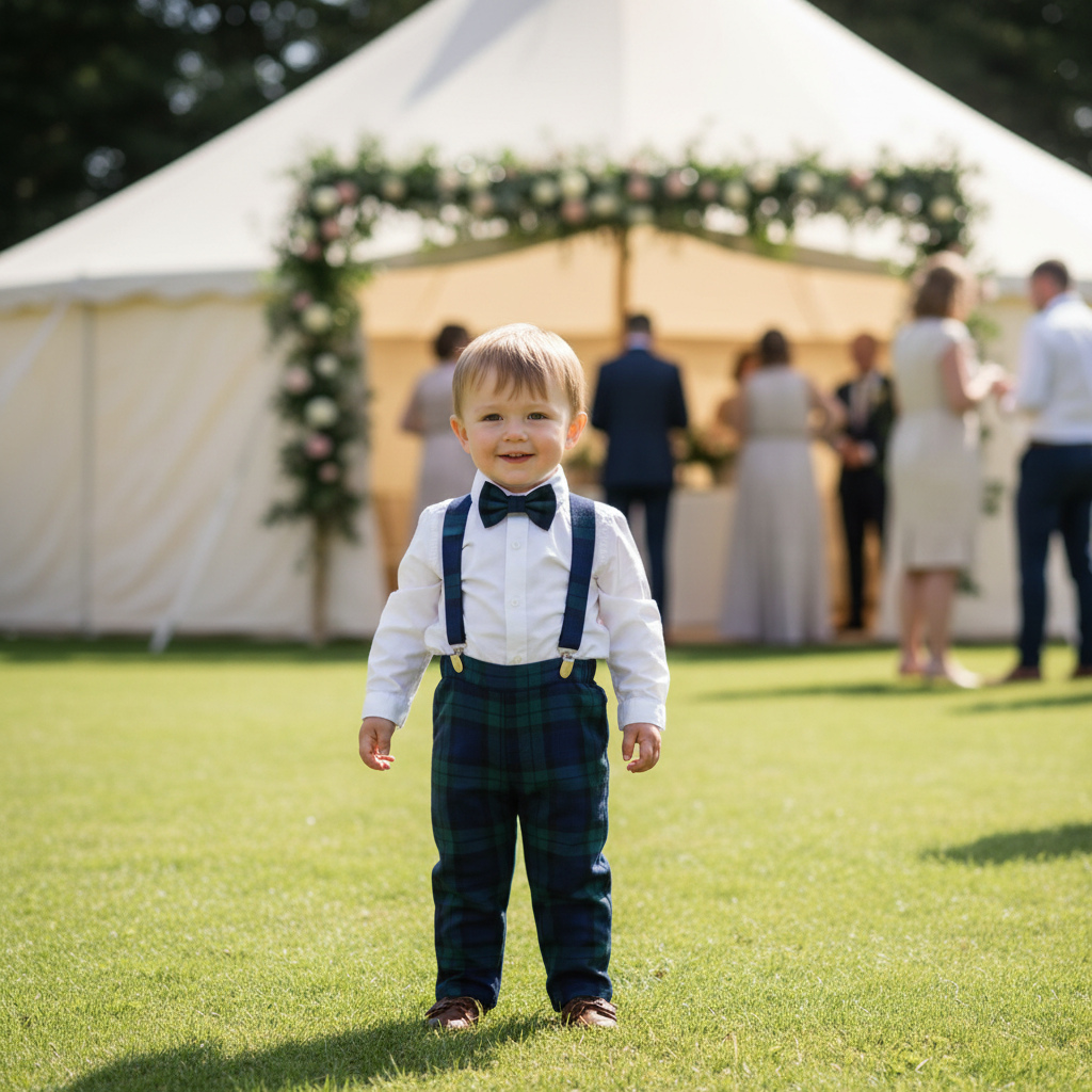 Child at outdoor wedding - no buttons