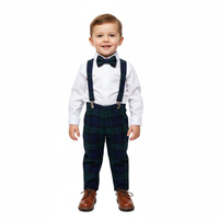 Black Watch Tartan Print Trousers Pants Trews with Braces and Bow image 1