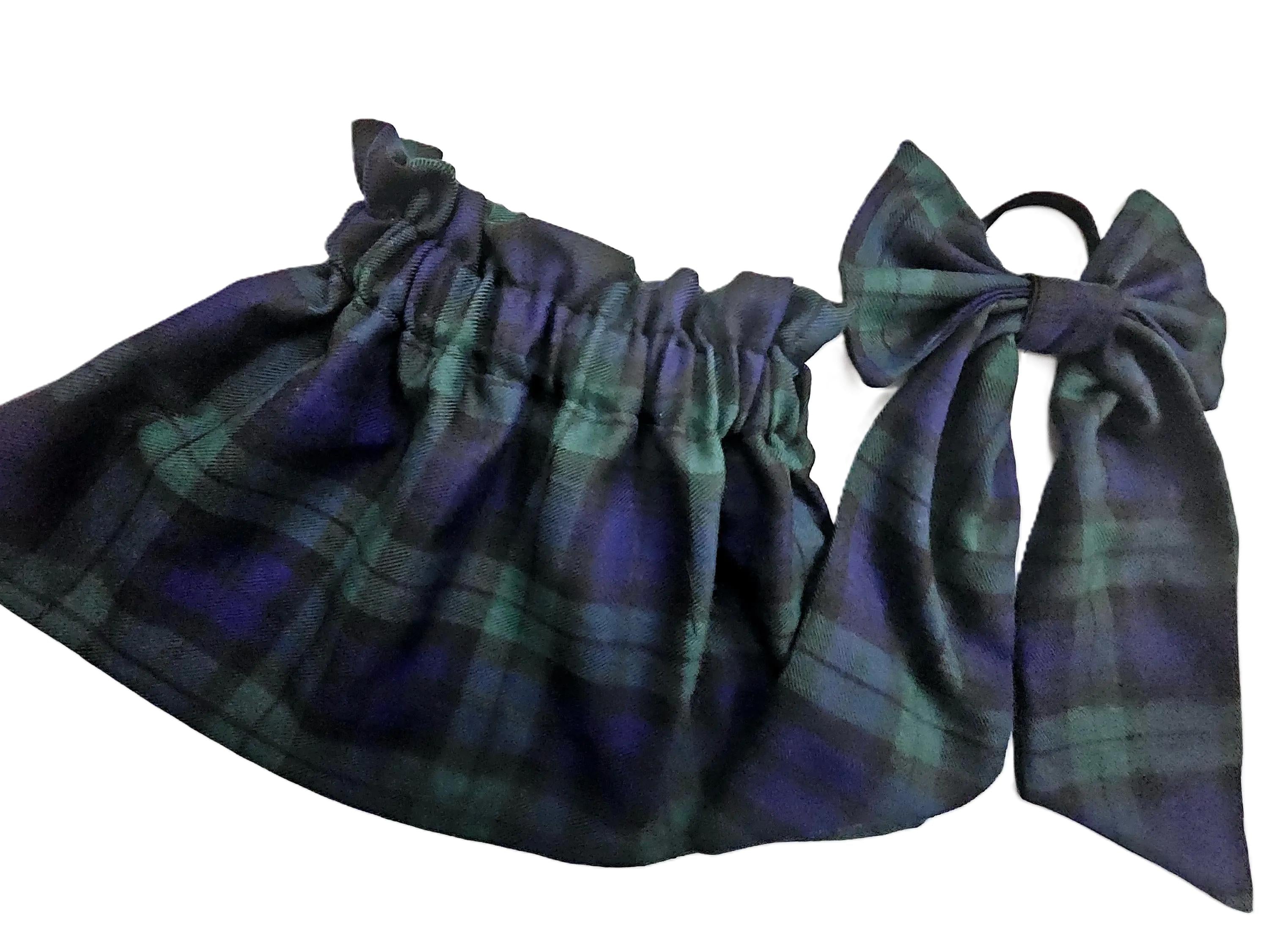 Black Watch Tartan Print Chlidren's Skirt and Neck Bow Set
