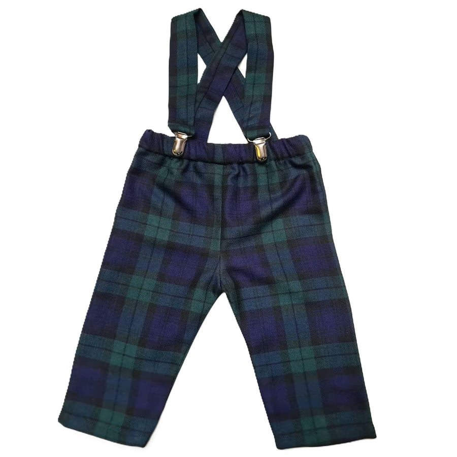 Children's Black Watch Tartan Print Trousers Pants Trews with Braces