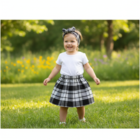 Grey Black Tartan Baby's Skirt and Headwrap Set image 2