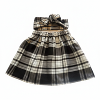 Grey Black Tartan Baby's Skirt and Headwrap Set image 5