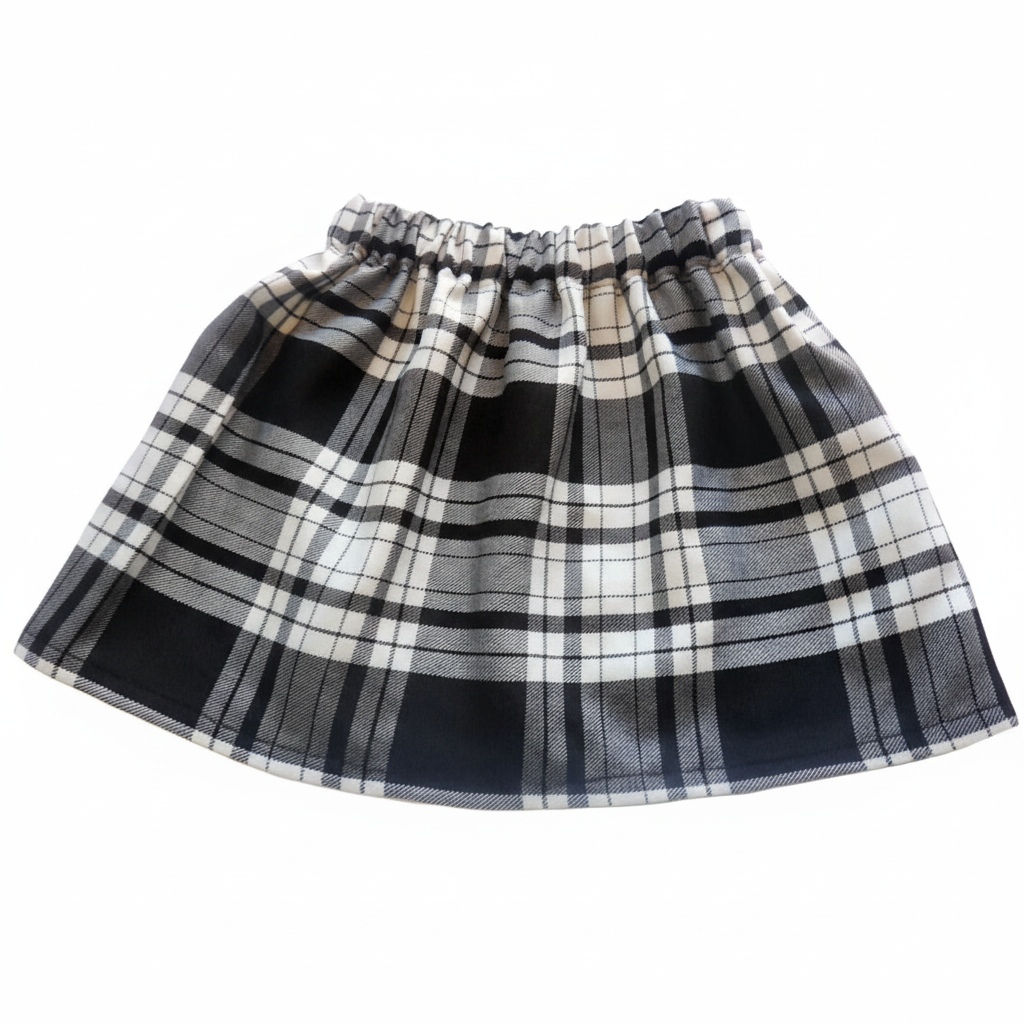 Grey Black Tartan Set White Background