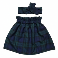 Black Watch Tartan Print High Waist Skirt and Headwrap image 2