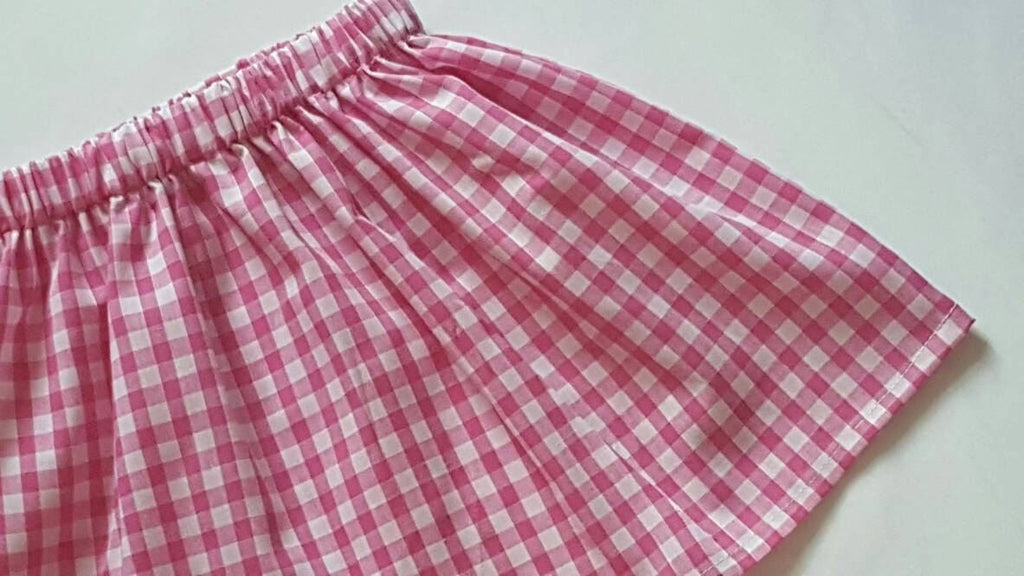 Gingham Baby's Skirt and Headwrap Cute Baby Set Pink checked Print Baby Girls Clothes NEW