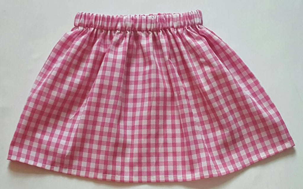 Gingham Baby's Skirt and Headwrap Cute Baby Set Pink checked Print Baby Girls Clothes NEW
