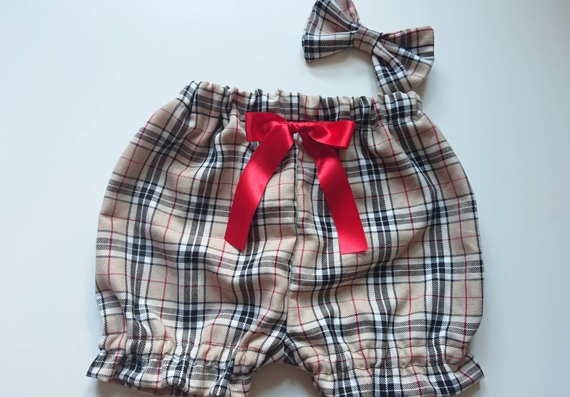 Beautiful Tartan prints cotton Baby's girl's bloomer and Headwrap Cute Baby Set Baby Girls Clothes summer spring outfit NEW