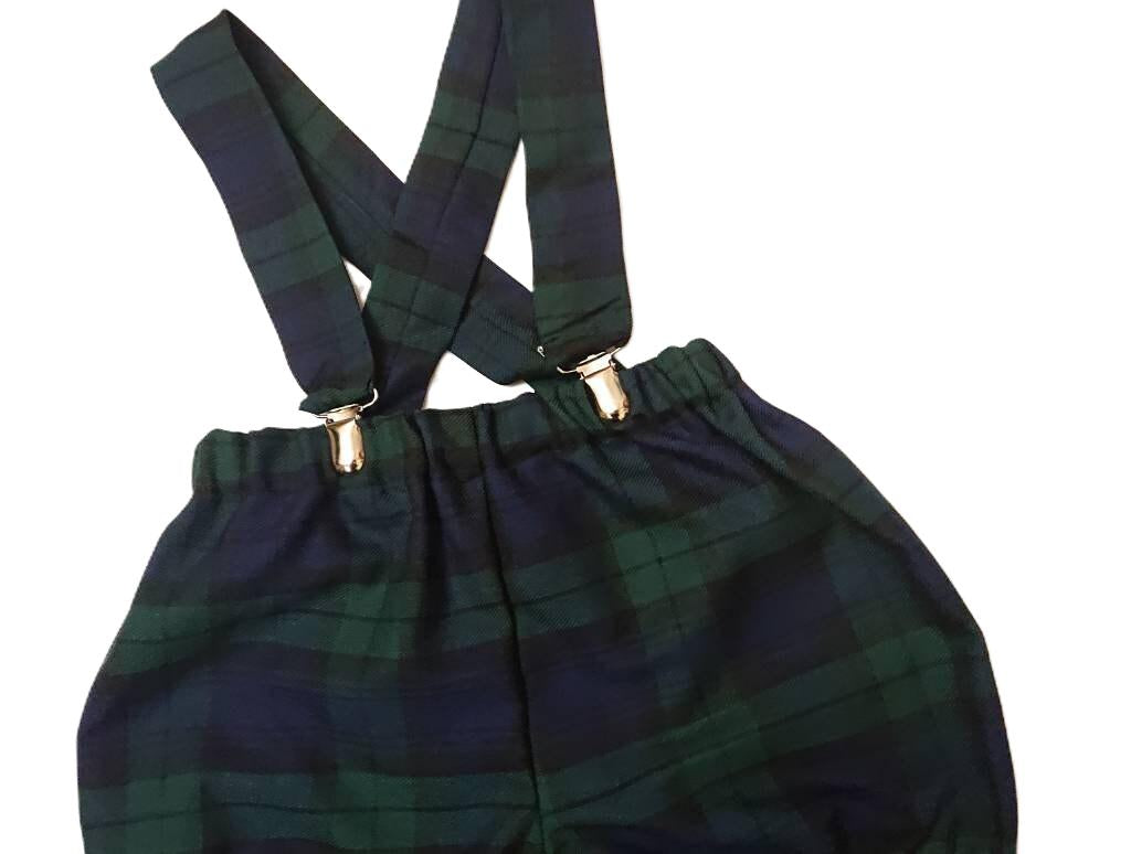 Black Watch Tartan Bloomer with Braces Baby Set Boys