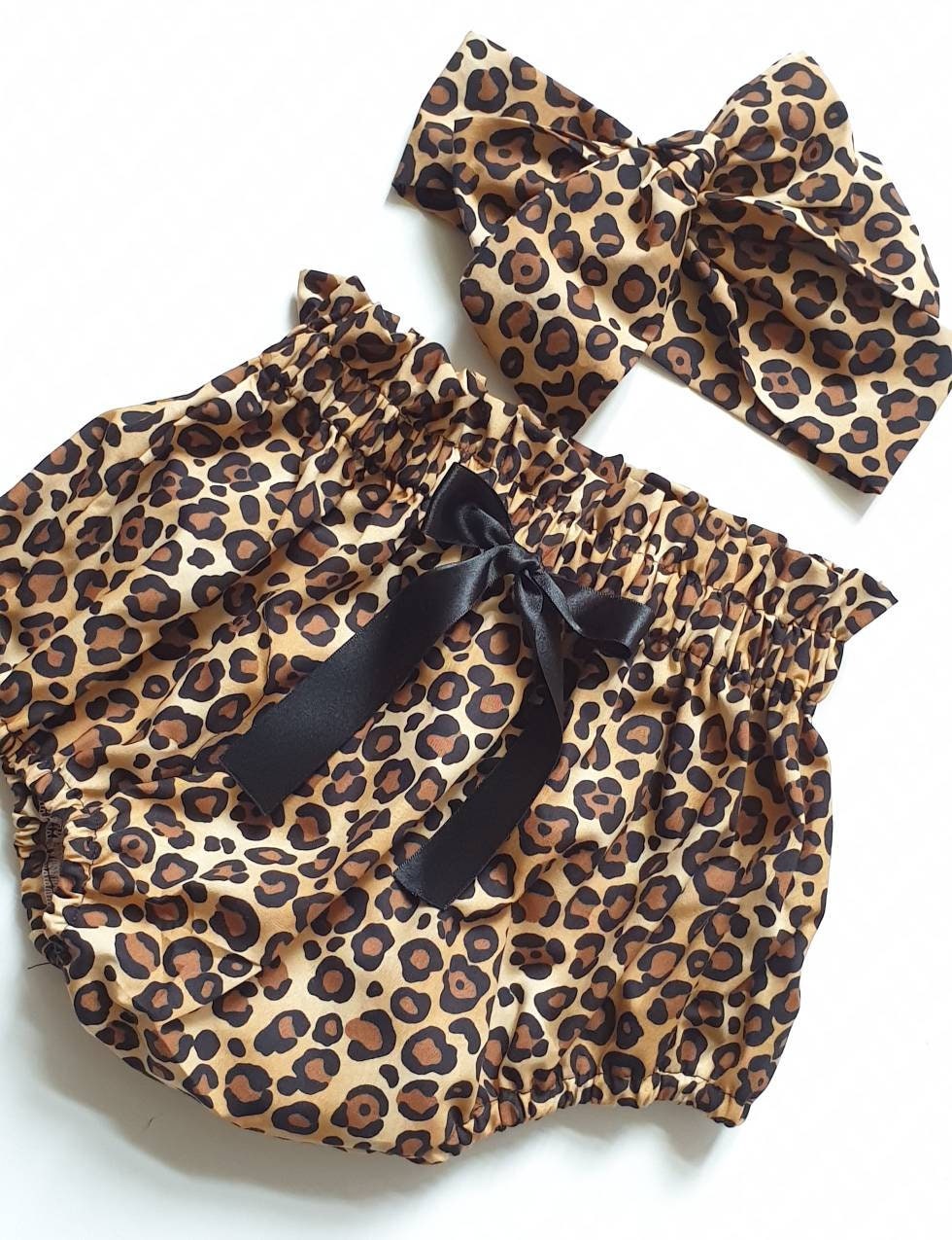 Beautiful Cheetah Leopard print Summer cotton Baby's girl's bloomer and Headwrap Cute Baby Set Baby Girls Clothes summer spring outfit NEW
