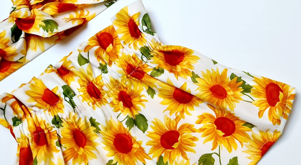 Baby's Rose & Hubble Sun Flowers Print Skirt and Headwrap Cute Baby Set Baby Girls Clothes NEW