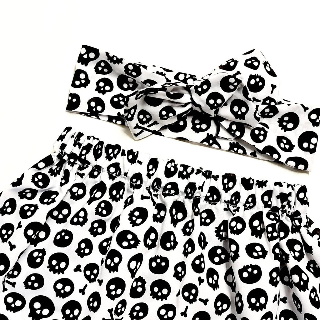Baby's Skirt and Headwrap Cute Baby Set Skull Print Baby Girls Clothes NEW