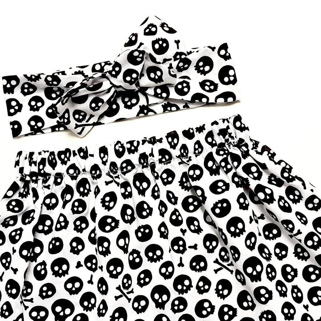 Baby's Skirt and Headwrap Cute Baby Set Skull Print Baby Girls Clothes NEW