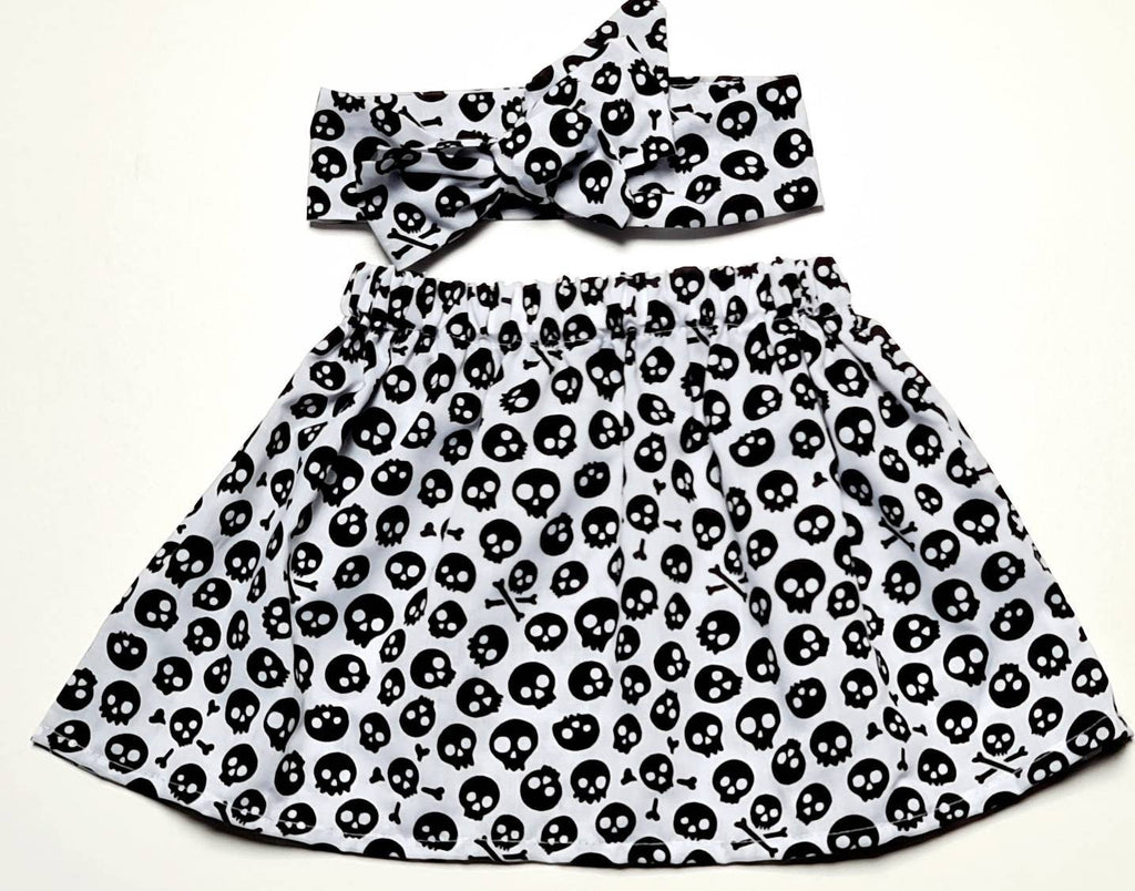 Baby's Skirt and Headwrap Cute Baby Set Skull Print Baby Girls Clothes NEW