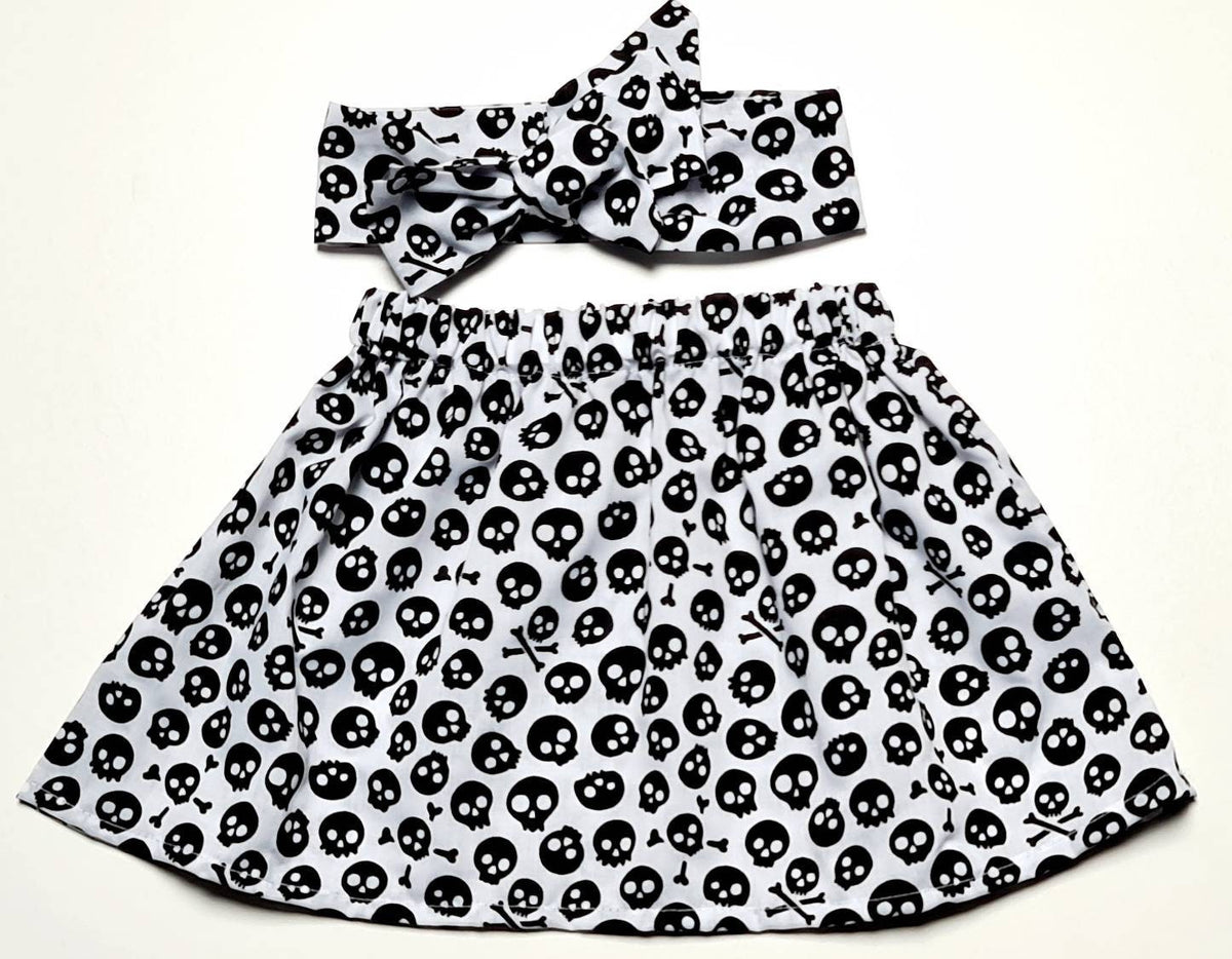 Baby's Skirt and Headwrap Cute Baby Set Skull Print Baby Girls Clothes NEW