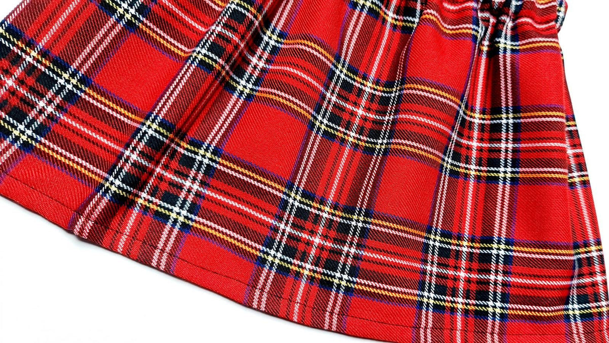 Red Tartan Skirt with Bow Cute Baby Set Royal Plaid Check Print Baby Girls Clothes NEW