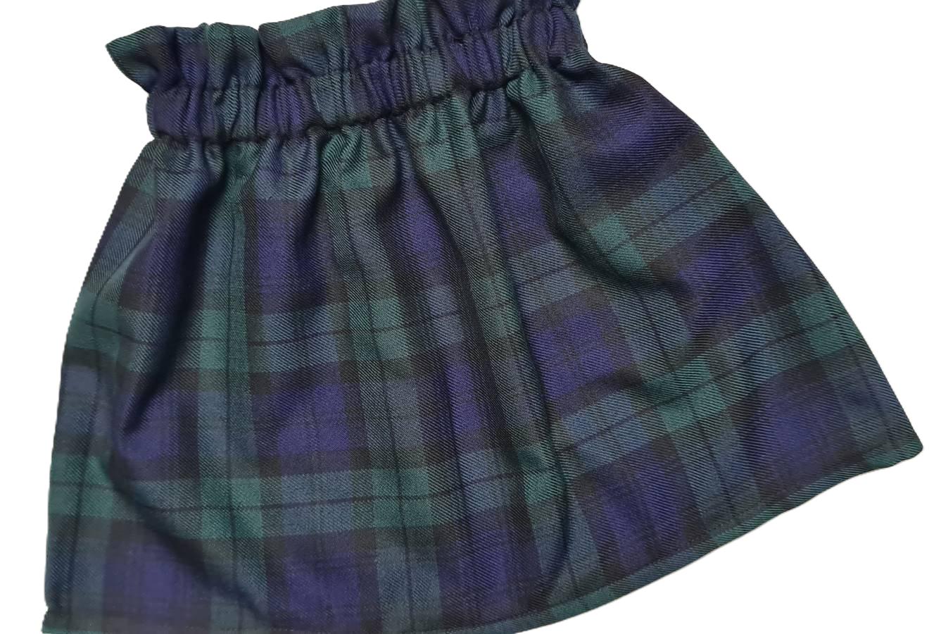 Black Watch Tartan Print Children's Skirt and Bow Set