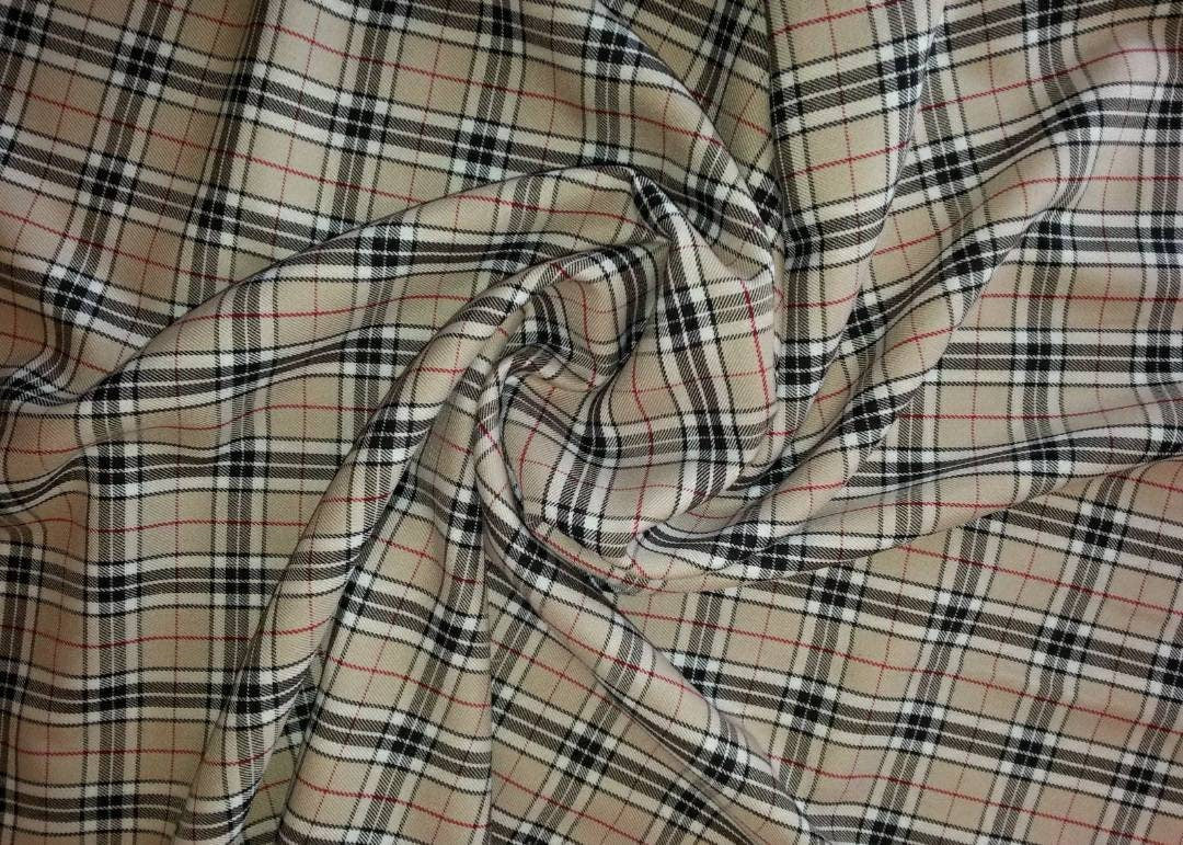 Caramel Thompson Tartan Check - 65% Polyester, 35 Cotton Polyviscose Fabric