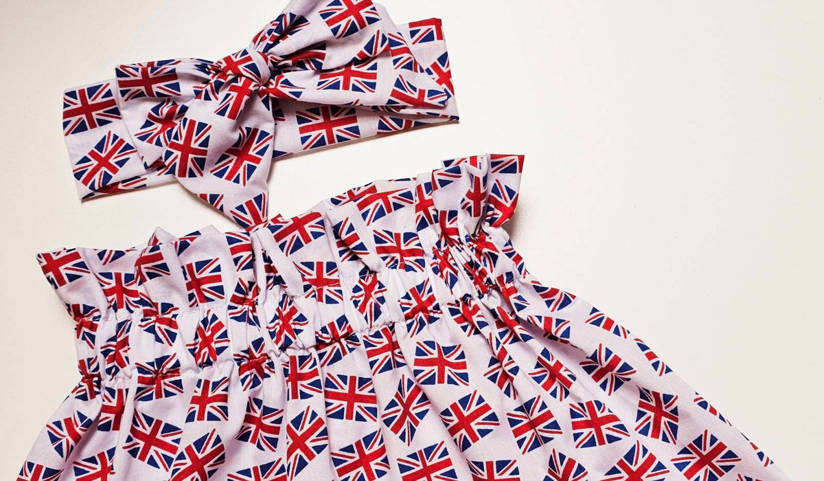 Union Jack Skirt and Headwrap Cute Baby Set Baby Girls Clothes NEW