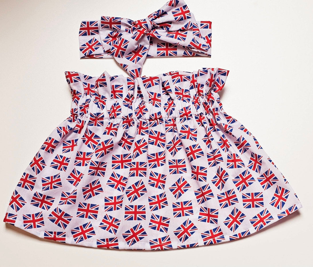 Union Jack Skirt and Headwrap Cute Baby Set Baby Girls Clothes NEW