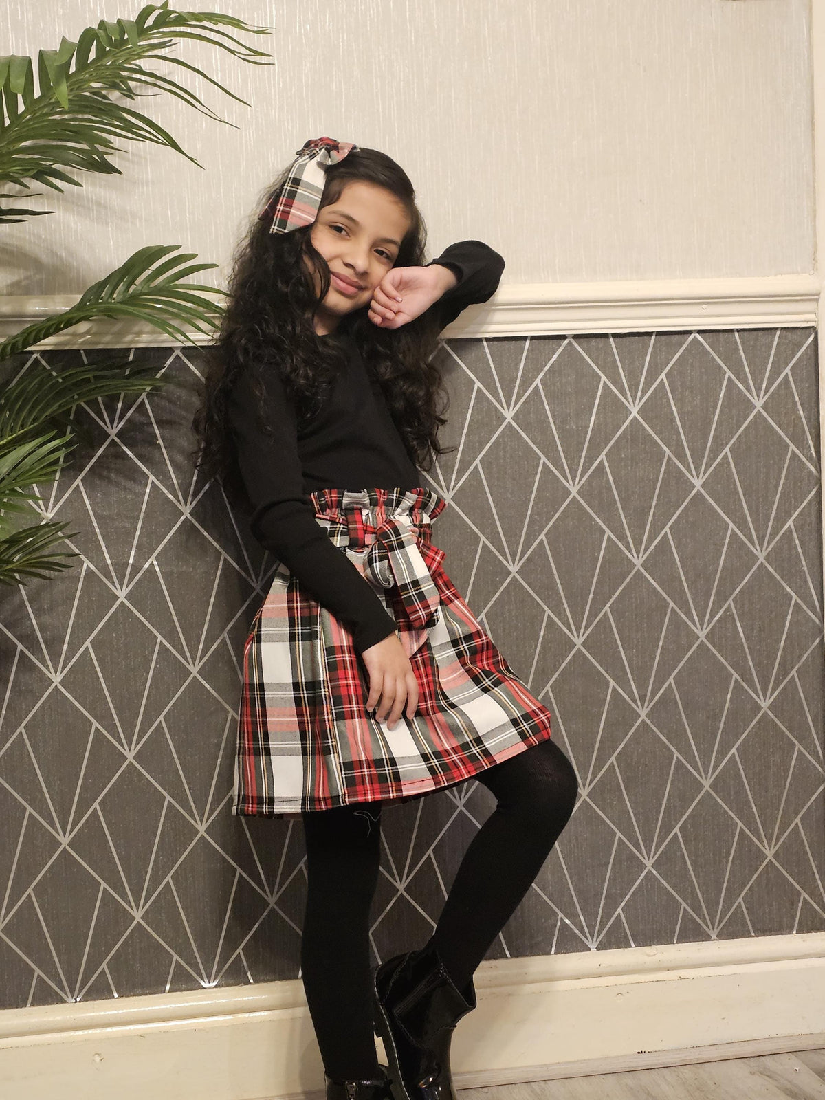 Baby's Skirt and Headwrap Cute Baby Set Tartan Print Baby Girls Clothes NEW