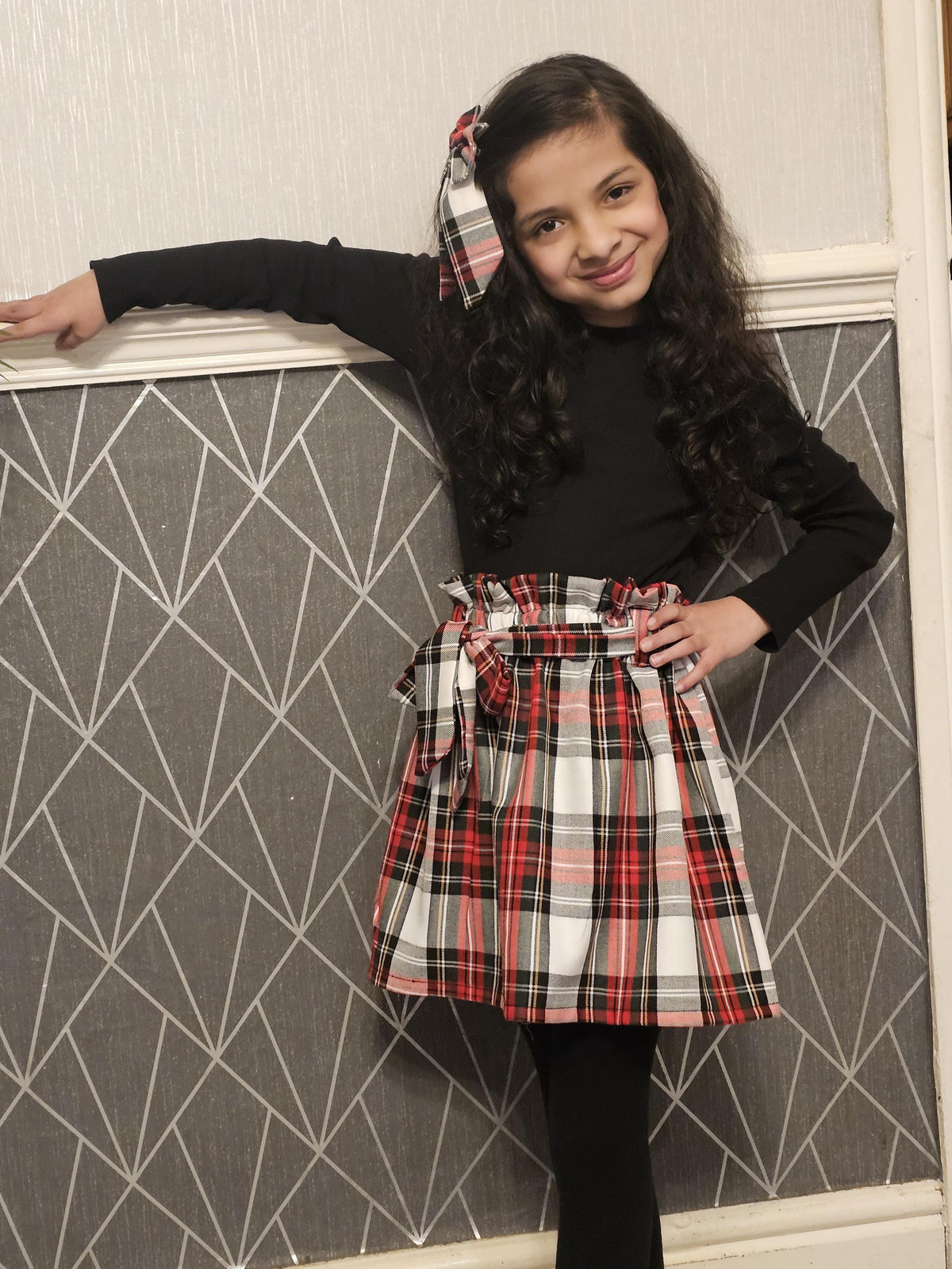 Baby's Skirt and Headwrap Cute Baby Set Tartan Print Baby Girls Clothes NEW