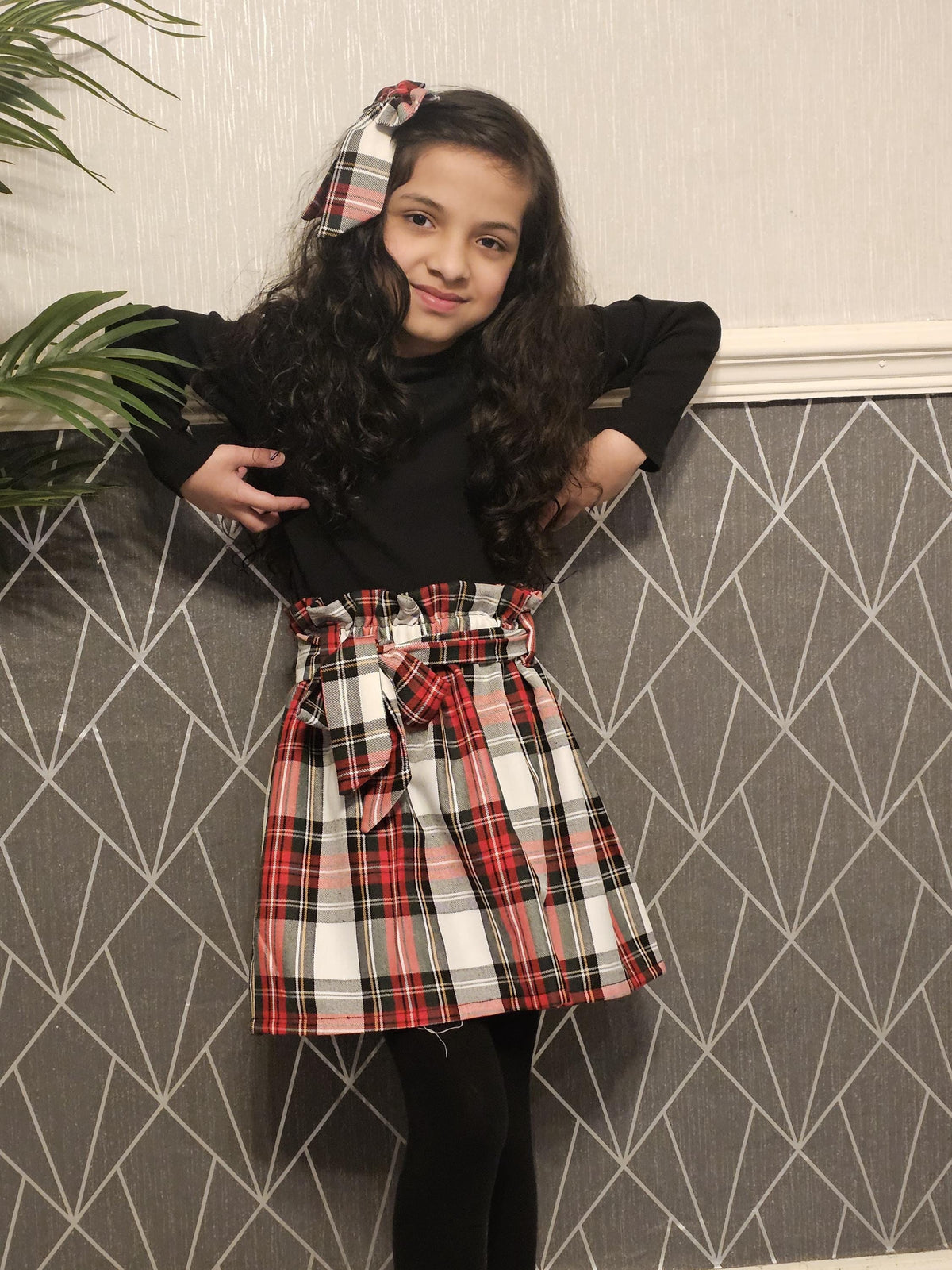 Baby's Skirt and Headwrap Cute Baby Set Tartan Print Baby Girls Clothes NEW