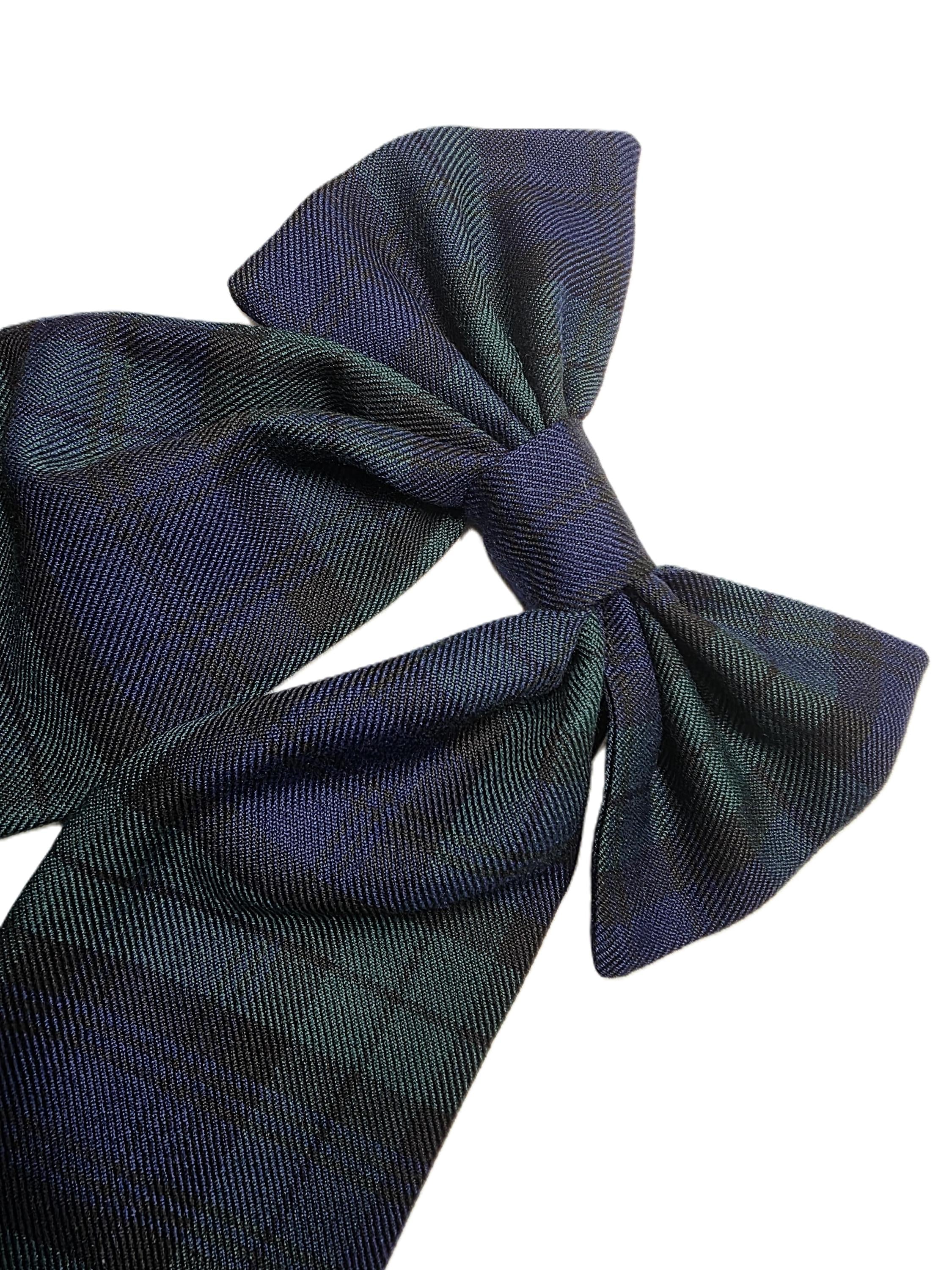 Black Watch Tartan Large Hair Bow Clip