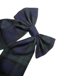 Black Watch Tartan Large Hair Bow Clip image 3