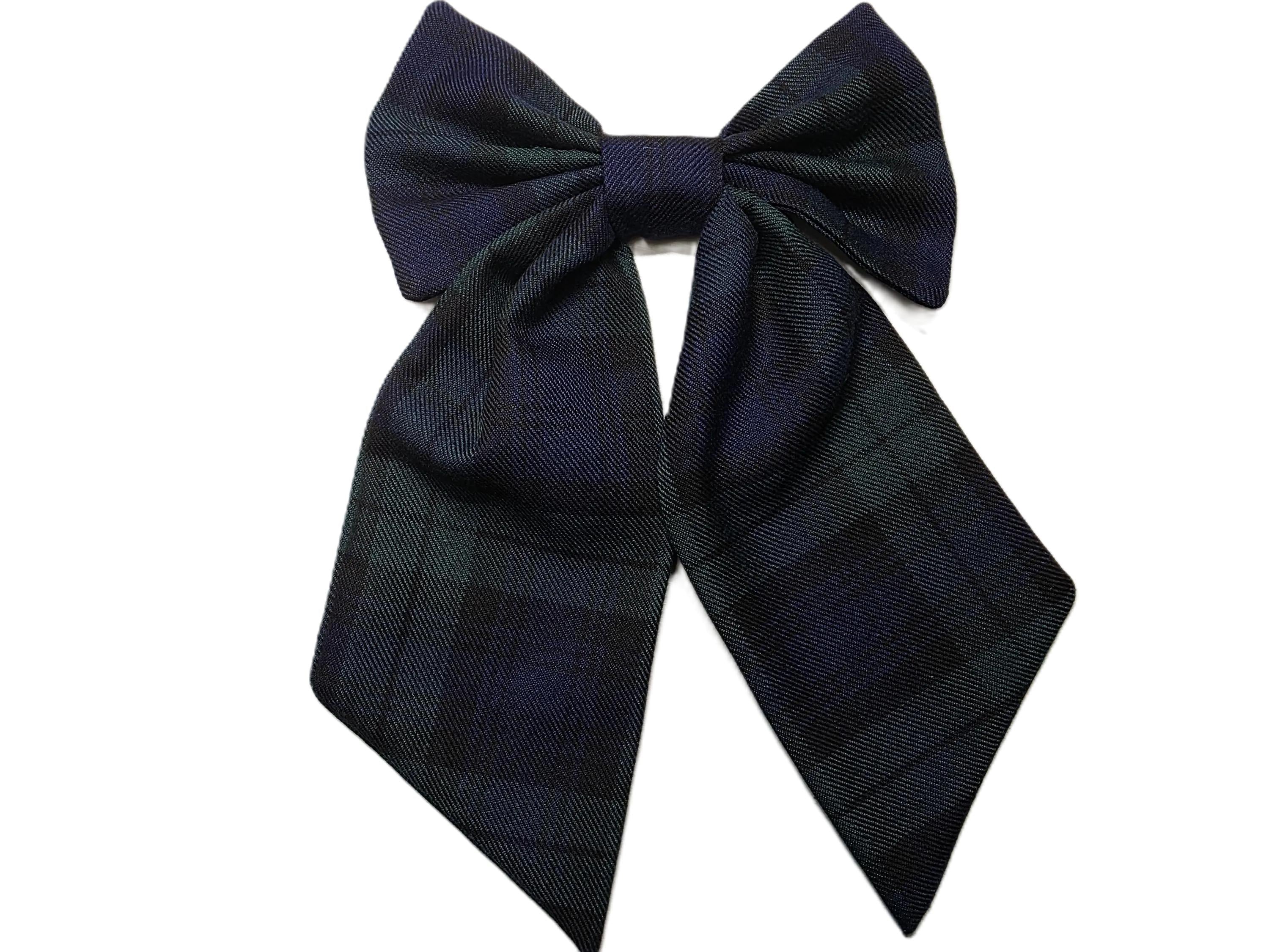 Black Watch Tartan Large Hair Bow Clip