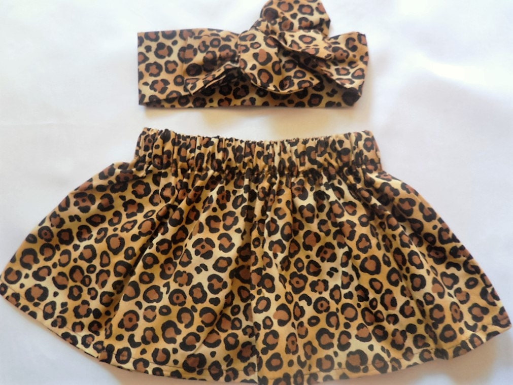 Baby's Skirt and Headwrap Cute Baby Set Cheetah Print Baby Girls Clothes NEW Animals Print Leopard Print