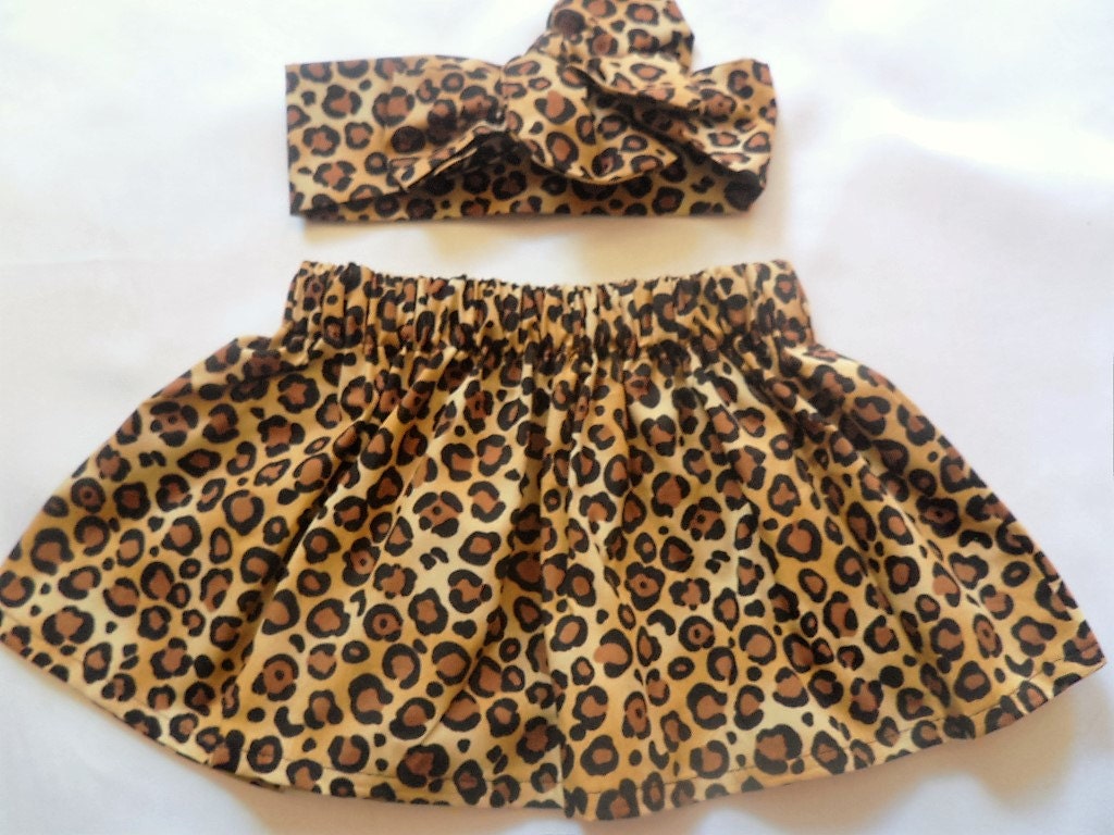 Baby's Skirt and Headwrap Cute Baby Set Cheetah Print Baby Girls Clothes NEW Animals Print Leopard Print