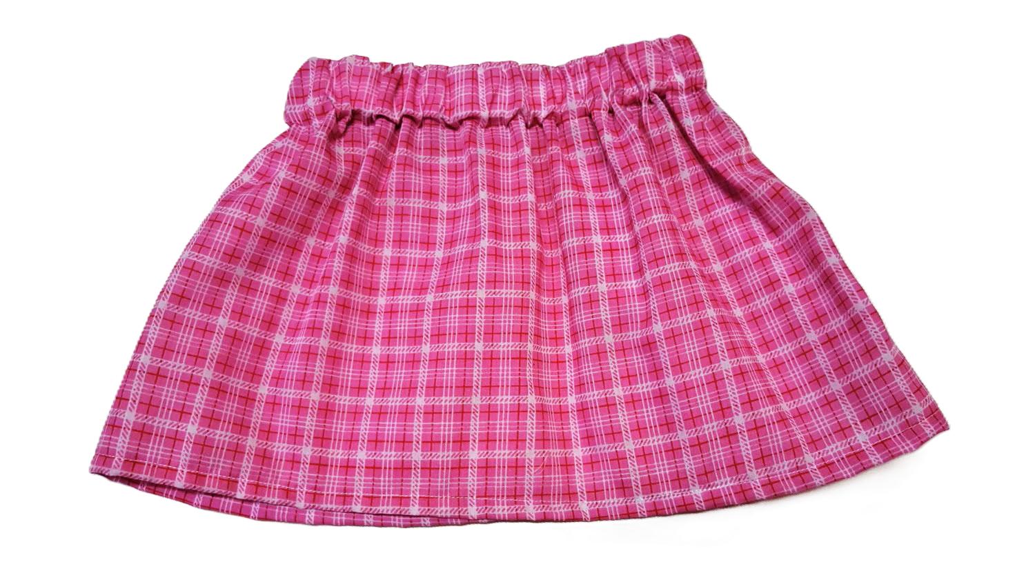 Gingham Baby Girl's Skirt and Headwrap Set, Pink Plaid Cotton Outfit