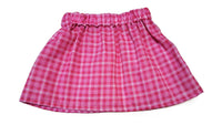 Gingham Baby Girl's Skirt and Headwrap Set, Pink Plaid Cotton Outfit image 3
