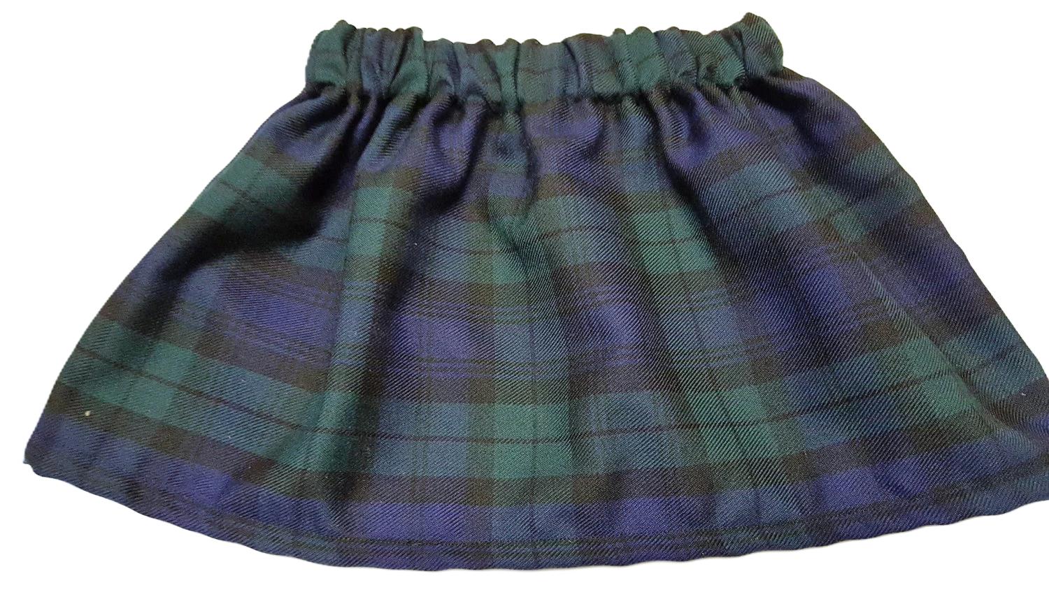 Black Watch Tartan Print Children's Skirt and Headwrap