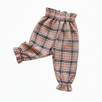 Pink & White Tartan Girl's Baby's Trousers image 3