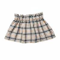 Girl's Beige Tartan High Waisted Skirt and Headwrap Set image 4