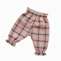 Pink & White Tartan Girl's Baby's Trousers image 2