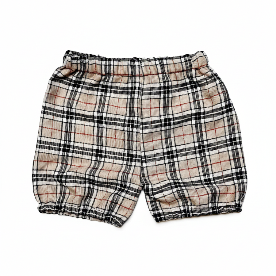 Beige Tartan Print Bloomer for Boys or Girls