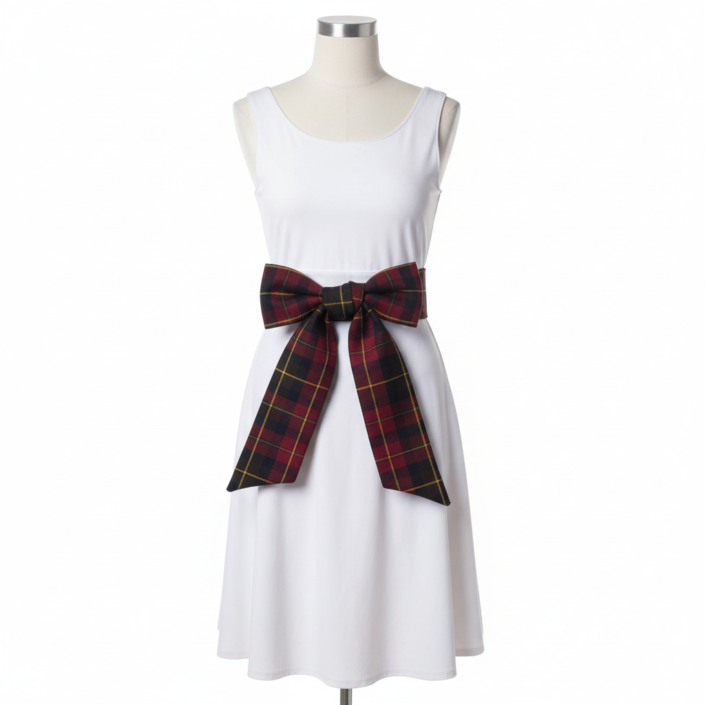Modern Tartan Sash with longer bow tie