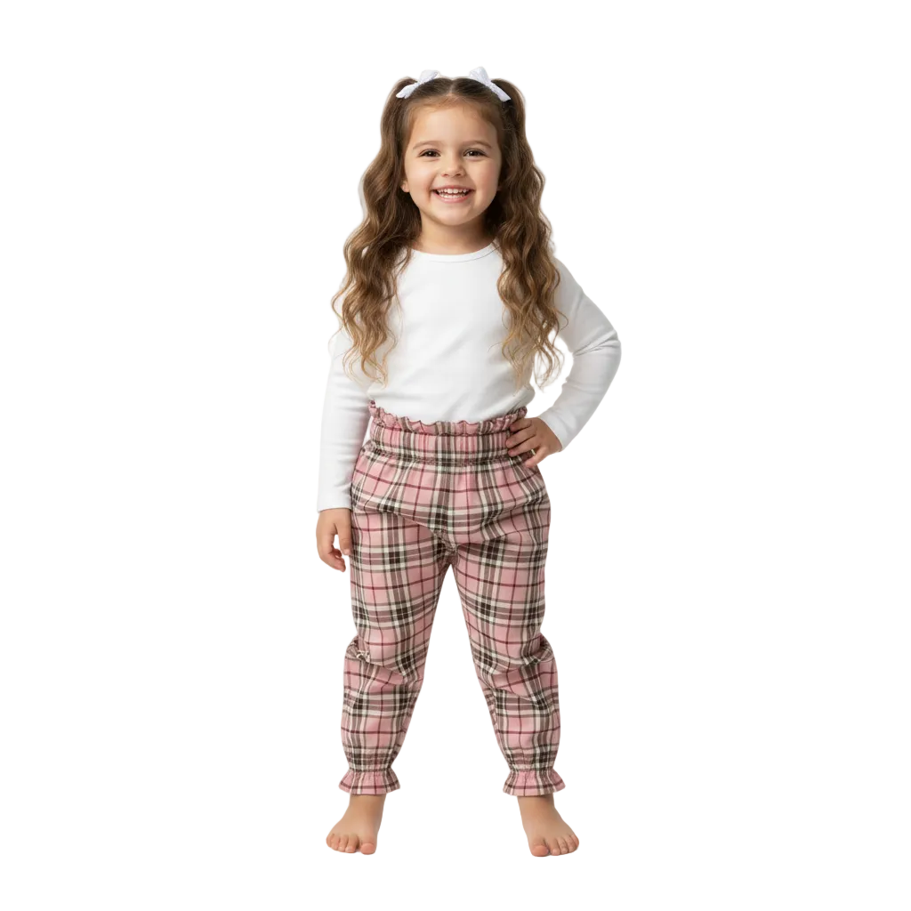 New Image 1 - 8-year-old girl in pink tartan trousers