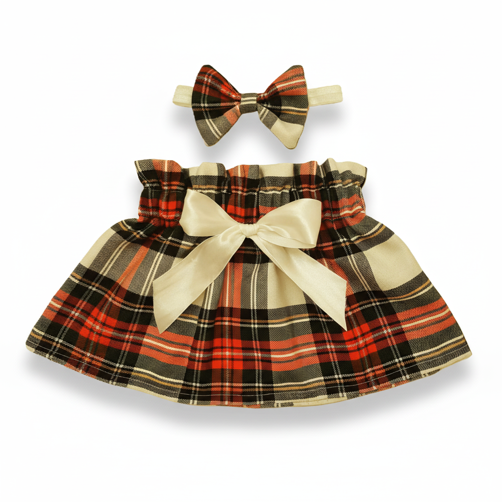 Red Black White Tartan Set White Background