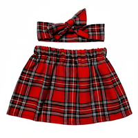 Red Royal Stewart Tartan Baby's Skirt and Headwrap Set image 3