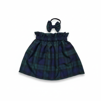 Black Watch Tartan Print Children's Skirt and Bow Set image 1